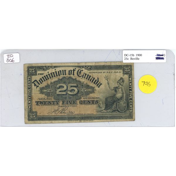 Dominion of Canada DC-15b 1900 25c Boville   Shinplaster