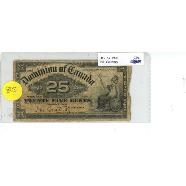 Dominion of Canada DC-15a 1900 25c Courtney  Shinplaster