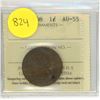 Image 1 : Canadian 1 Cent Coin 1908 AU-55 ICCS Graded