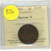 Image 1 : Canadian 1 Cent Coin 1859 F-15 Narrow 9 ICCS Graded