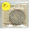 Image 1 : Canadian 1967 1 Dollar MS-64 XWF 424 ICCS