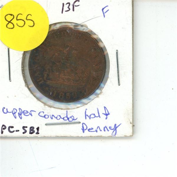 Canada Bank Upper Canada 1852 Half Penny PC-5B1