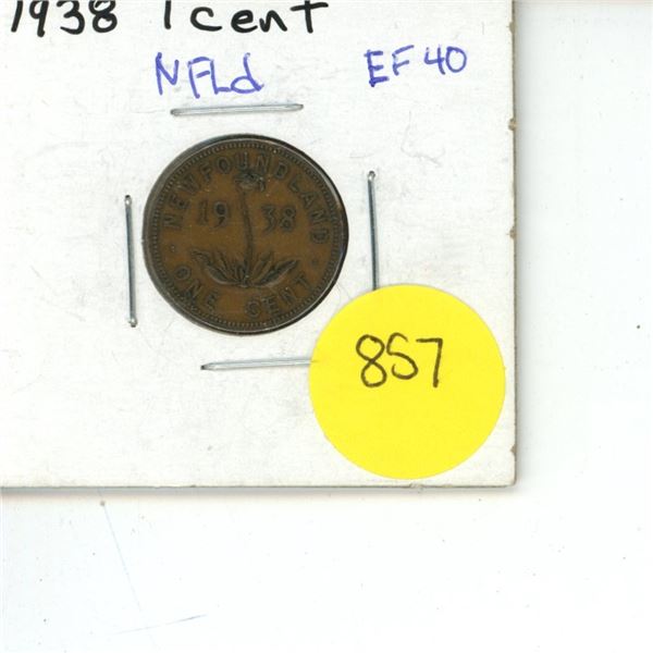 Newfoundland 1 Cent 1938 EF.40