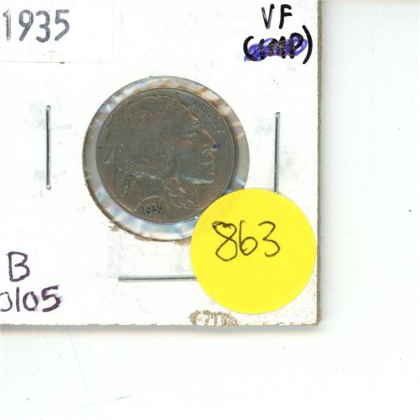 1935 Liberty United States of America Buffalo 5 Cent Coin B0105