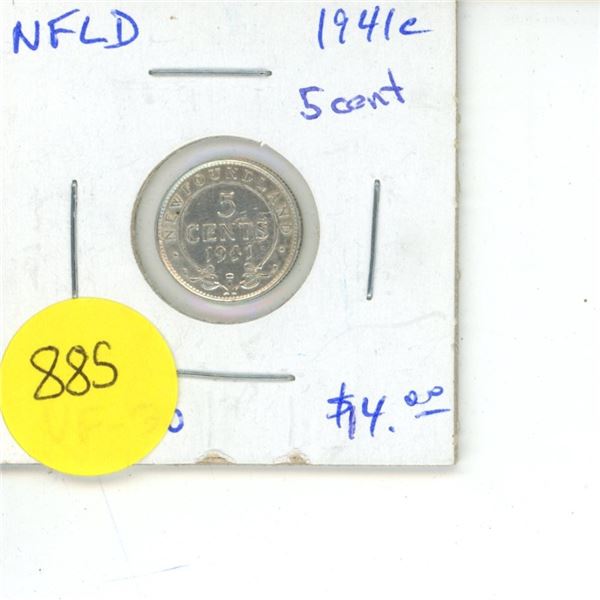 NFLD 5 Cent Coin VF-30 1941c