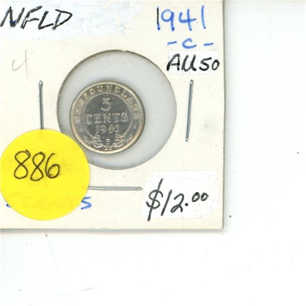 NFLD 5 Cent Coin 1941-c- George VI