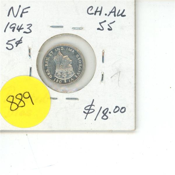 NFLD 5 Cent Coin CH.AU.SS 1943