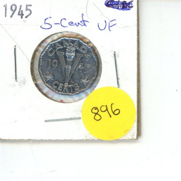 1945 Canadian Victory Nickel VF