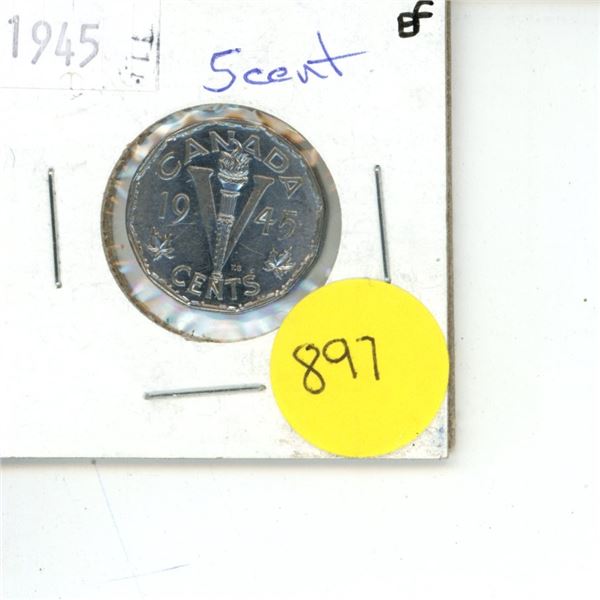 1945 Canadian Victory Nickel EF