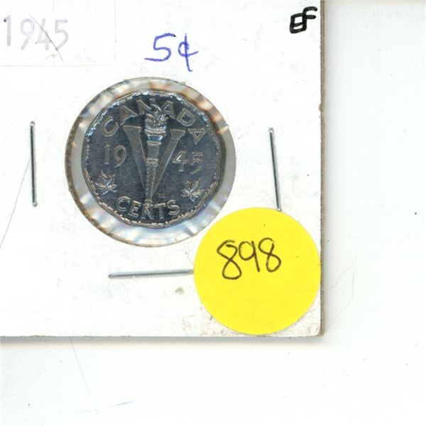 1945 Canadian Victory Nickel EF