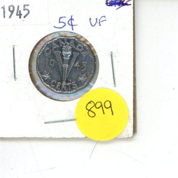 1945 Canadian Victory Nickel VF