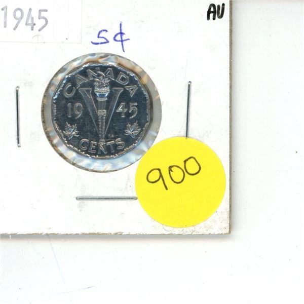 1945 Canadian Victory Nickel AU