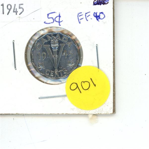 1945 Canadian Victory Nickel EF-40