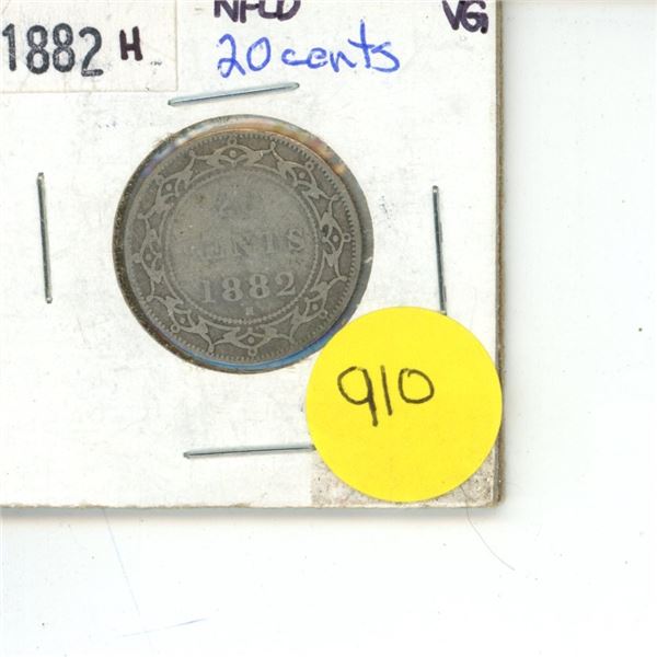 1882H NFLD 20 Cent Coin VG