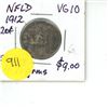 Image 1 : 1912 NFLD VG 10 Sterling 4.71 Grams 20 Cent