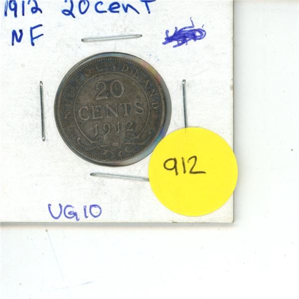 1912 NFLD VG-10 20 Cent