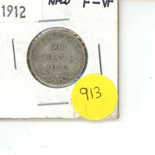 1912 NFLD F-VF 20 Cent