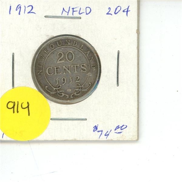 1912 NFLD F-15 20 Cent