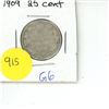 Image 1 : Canadian 25 Cent Coin 1909 G-6