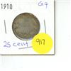 Image 1 : Canadian 25 Cent Coin 1910 G 4