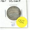 Image 1 : Canadian 25 Cent Coin Bobcat Design VF-30 1967