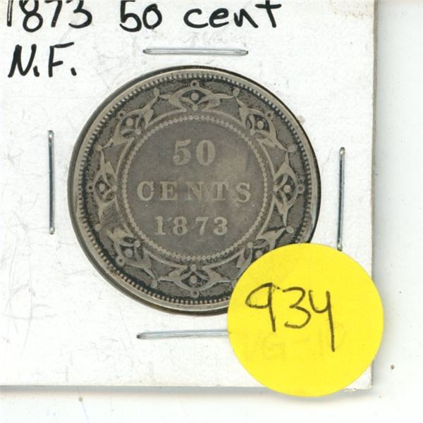 NFLD 50 Cent Coin 1873 VG-10