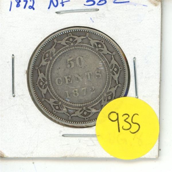 NFLD 50 Cent Coin 1872 VG-8