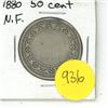 Image 1 : NFLD 50 Cent Coin 1880 G-6