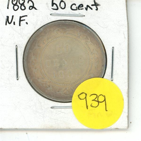 NFLD 50 Cent Coin 1882 Fine