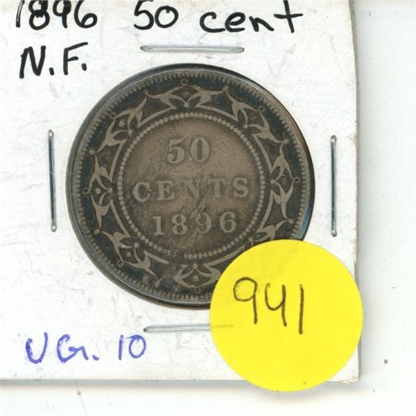 NFLD 50 Cent Coin 1896 VG-10