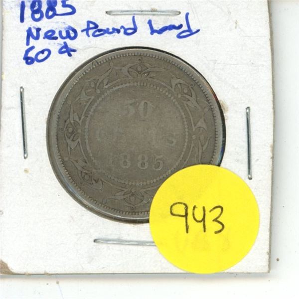 NFLD 50 Cent Coin 1885 VG-8