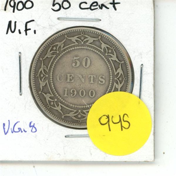 NFLD 50 Cent Coin 1900 VG-8