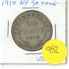Image 1 : NFLD 50 Cent Coin 1918 VG-10