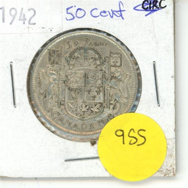 Canadian 50 Cent Coin 1942 VF