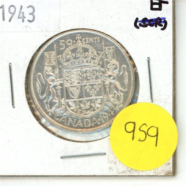 Canadian 50 Cent Coin 1943 EF