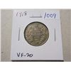Image 1 : 1918 Canadian Silver 25 Cents. Issued during the last year of World War I. Sterling Silver. VF-20.