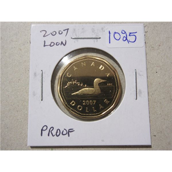 2007 Loon Dollar. Proof with Ultra Heavy Cameo.