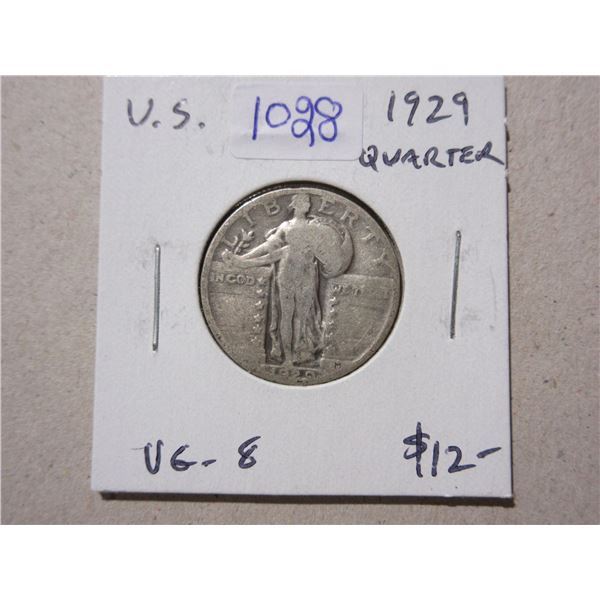 U.S. 1929 Quarter Dollar. VG-8.
