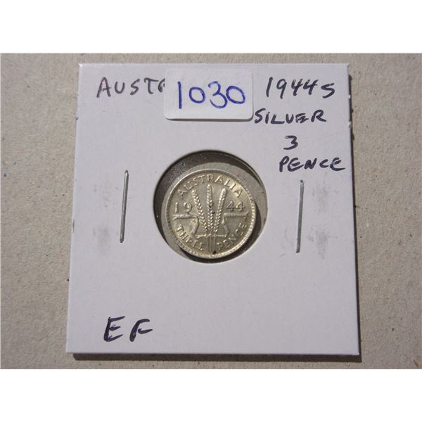 Australia. 1944S Silver 3 Pence. Minted in San Francisco because of World War II. EF.
