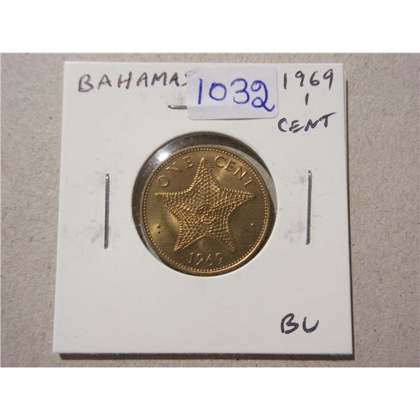 Bahamas. 1969 1 Cents. Starfish. BU.