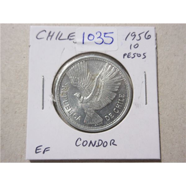 Chile. 1956 10 Pesos. Condor. EF.
