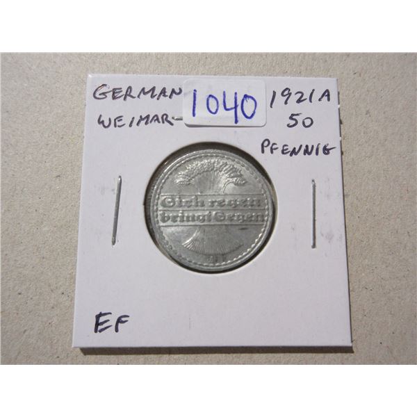 Germany – Weimar Republic. 1921A 50 Pfennig. EF.
