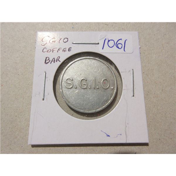 SGIO Coffee Bar aluminum token. VF+.