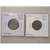 Image 1 : Set of 2 1951c Nickel Varieties. Includes both Large & Small Half Moons, both from different Die Cla