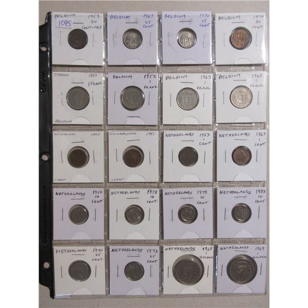 Set of 20 coins from Belgium & Netherlands.