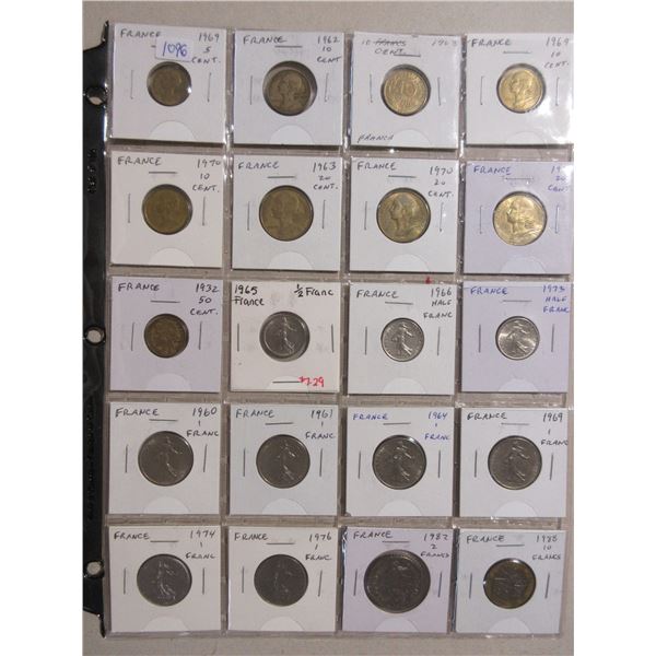 Set of 20 coins from France.