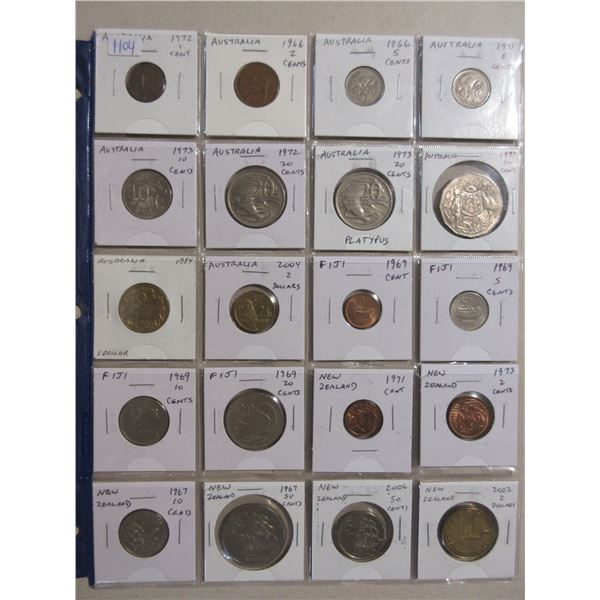 Set of 20 coins from Australia, Fiji & New Zealand.