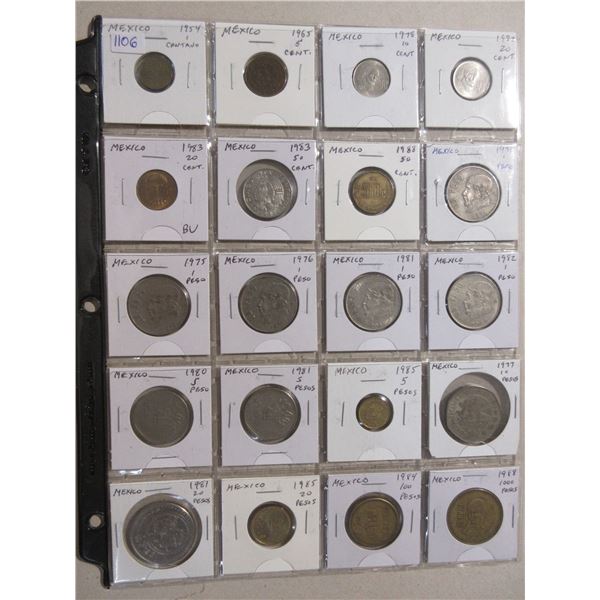 Set of 20 old coins from Mexico.
