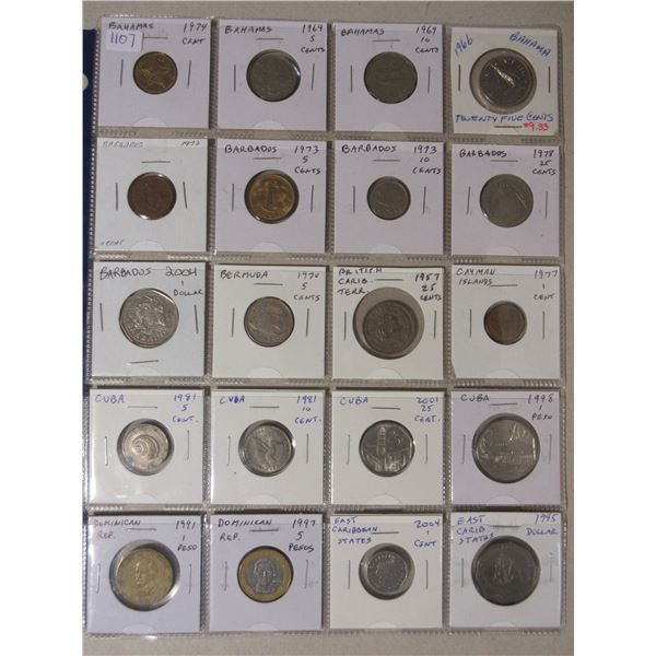Set of 20 Caribbean coins.