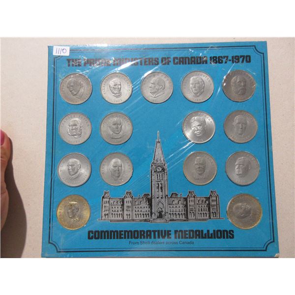 Set of 15 medals that depict the Prime Ministers of Canada 1867 – 1970.